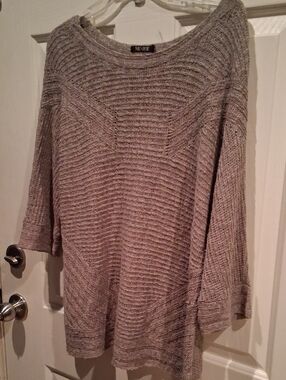 NIC+ZOE Grey 🪞 Ribbed Off-Shoulder Sweater👕
